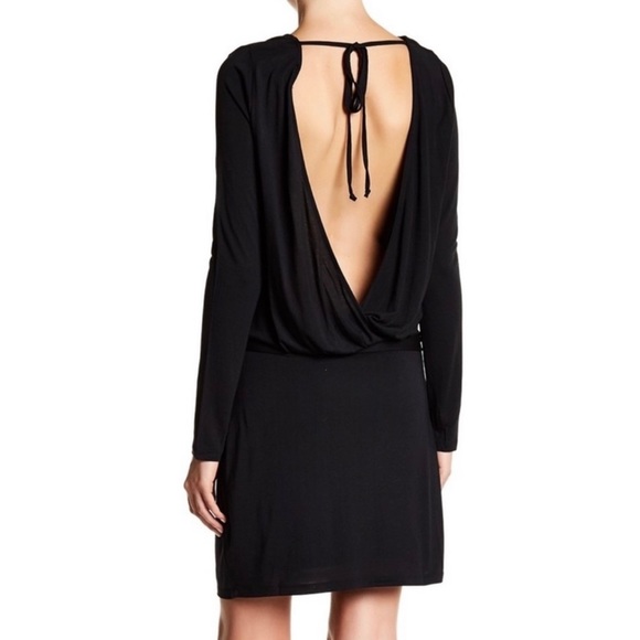 NEW HAUTE HIPPIE BLACK LONG SLEEVE OPEN BACK MINI DRESS - Picture 6 of 7